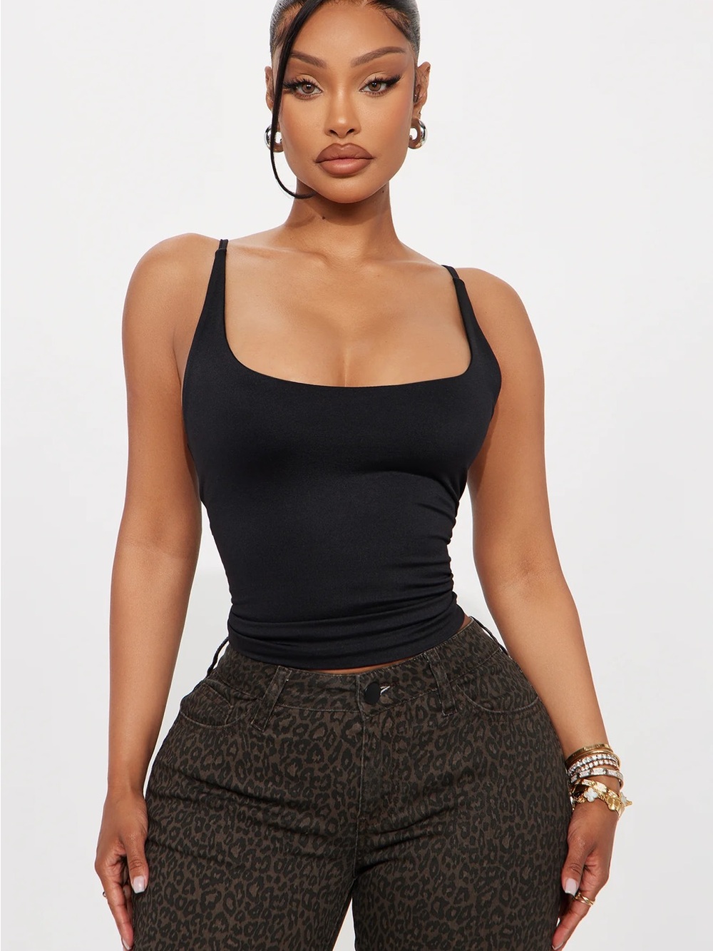 Fashion Nova Black Square Neck Tank Top